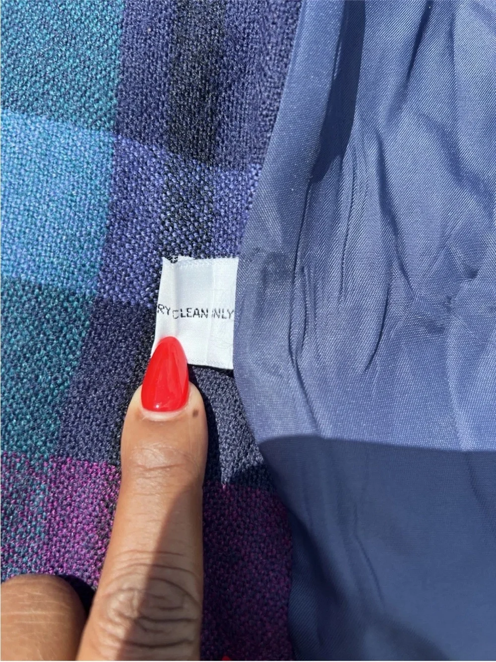 Vintage Christian Dior Wool Plaid Blazer Women’s 6 Purple Blue